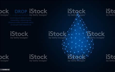 Drop Low Poly Design Water Wireframe Mesh Polygonal Vector Illustration