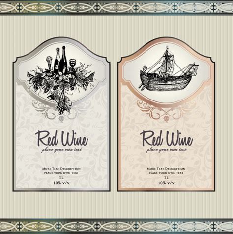 Examples include social media, business, arrows or food. Vintage Elements of Wine Labels vector material 03 ...