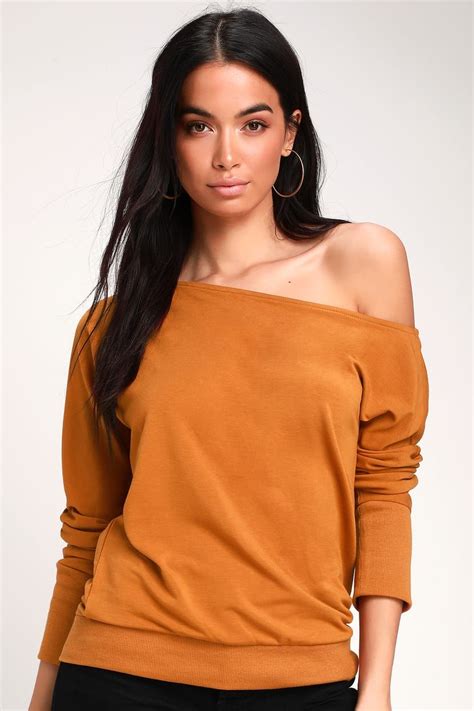 Travis Rust Orange Long Sleeve Sweater Top Sweater Top Tops Long Sleeve Sweater