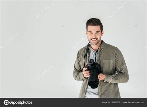 Male Photographer With Digital Camera — Stock Photo © Allaserebrina