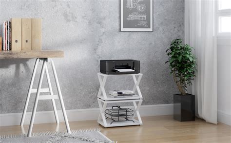 Fitueyes Desktop Printer Stand 2 Tiers X Shape Wood Desk Organizer