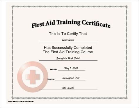 This Certificate With A Red Cross Seal Certifies The Completion Of
