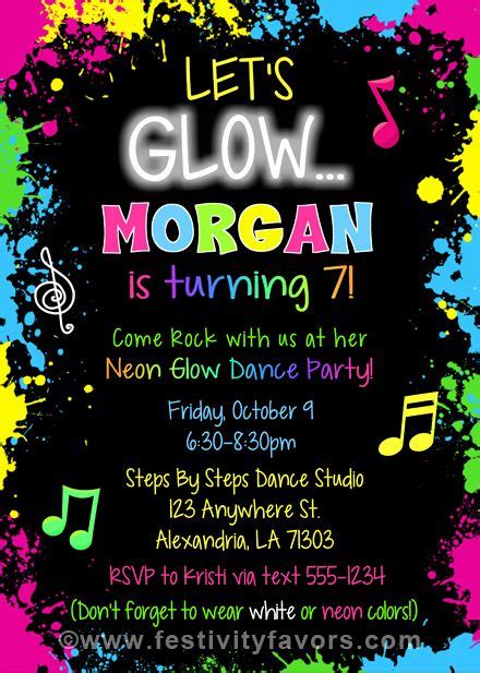 Glow Party Invitation Template Free Unique Glow Dance Party Birthday