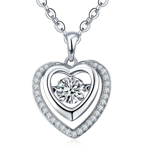 2017 Dancing Diamond 925 Sterling Silver Heart Necklaces Pendants For