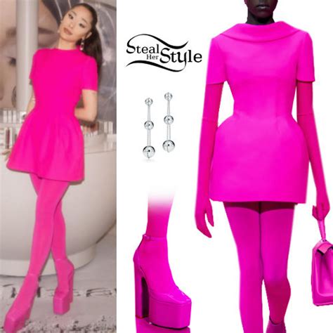 Ariana Grande Pink Mini Dress And Pumps Fashnfly