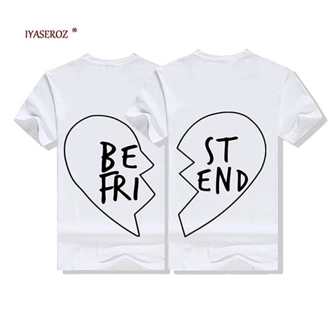2018 New Summer Best Friends T Shirt Print Letter Be Fri St End Women T