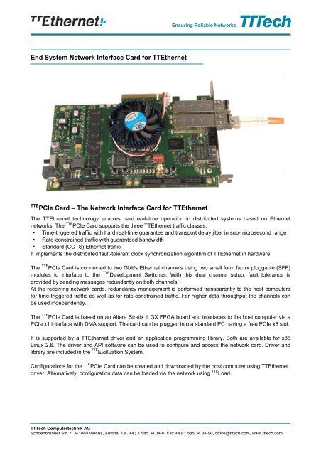 The Network Interface Card For Ttethernet Tttech