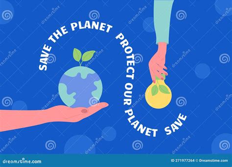Earth Day Illustration Hand Draw Save Our Planet Protect Our Planet Stock Vector