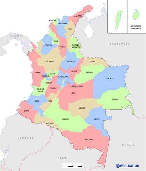 political map of colombia map vector