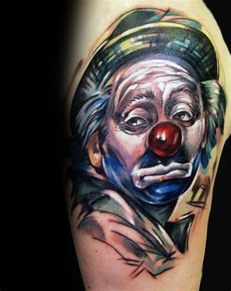 Dont forget to rate and comment this tatto!! 75 Clown Tattoos For Men - Comic Performer Design Ideas
