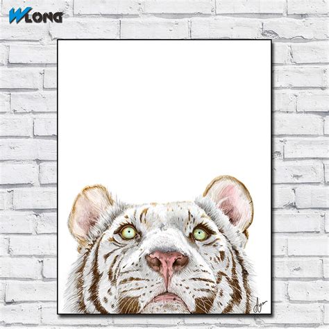 Large Size Printing Oil Painting White Tiger Wall Art Canvas Prints