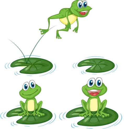 Frogs Jumping On Lily Pads Illustrations Royalty Free Vector Graphics