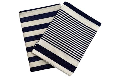 Navy Blue Striped Tea Towels Set Of 2 Nautical Navy Tea Towels The
