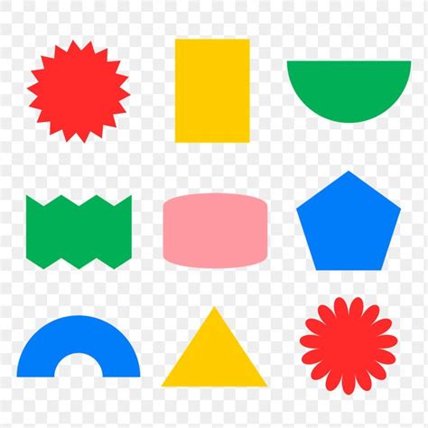 Flat Color Geometric Shapes Clip Art Stickers Retro Illustration
