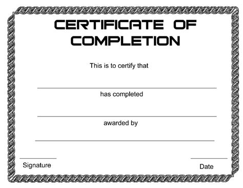 Completion Certificate Template Docs Example Pdf