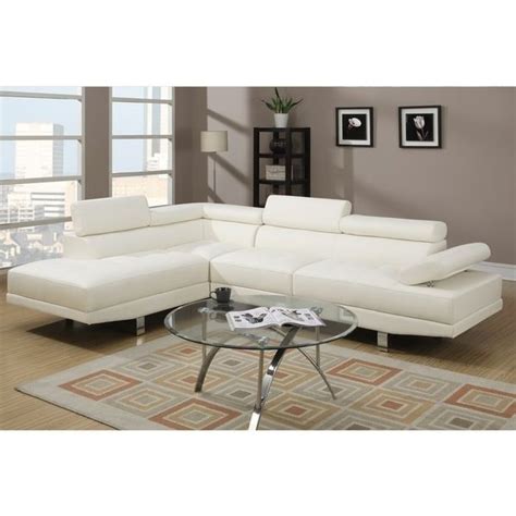 Recent Overstock Sectional Sofas Throughout Pomorie White Faux Leather Sectional Sofa Set Free Shipping 