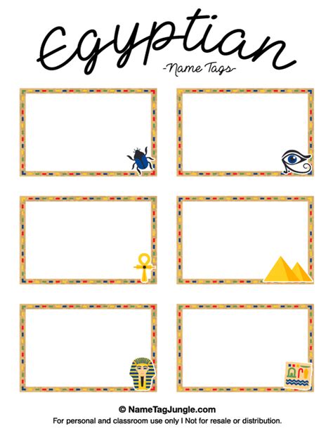 Free Printable Egyptian Name Tags The Template Can Also Be Used For