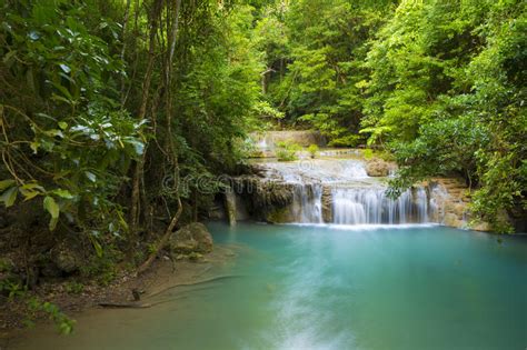 Waterfall Beautiful Scenery In The Tropical Forest Stock Image Image