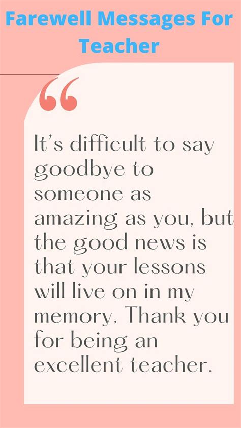 Farewell Message For A Teacher From Students Teacher Appreciation