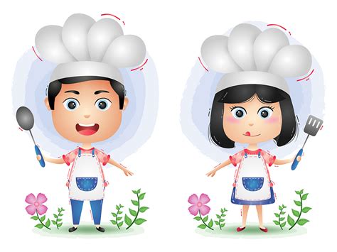 Cute Chef Couple Character Cartoon Vector Uplabs