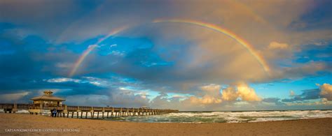 Beautiful Rainbow Over Juno Beach Pier Florida Hdr Photography By
