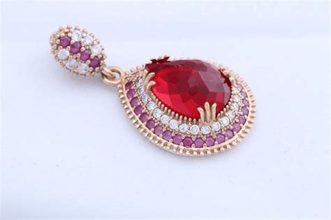 925 Sterling Silver Turkish Handmade Jewelry Rolexana Drop Ruby Topaz