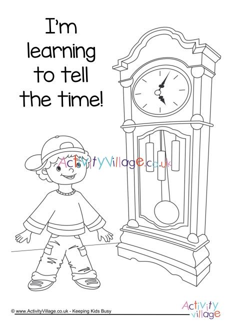 Learning To Tell The Time Colouring Page