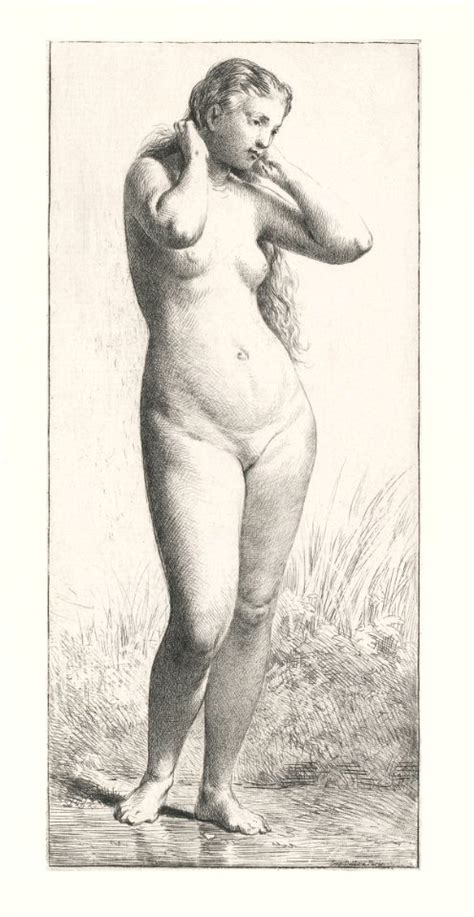 Naked Woman Posing Sexually Vintage Nude Illustration Staande Naakte