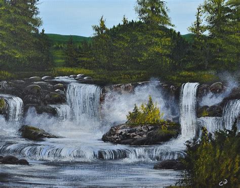 Misty Waterfalls Painting By Carrie Waterman Fine Art America