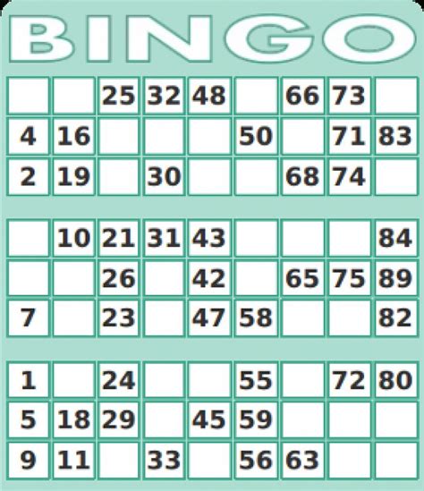 Bingo Card Template Free Addictionary