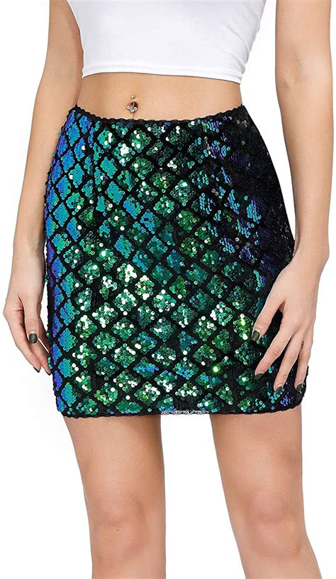 Kate Kasin Women Sequin Bodycon Mini Skirt Club Wear Party Sparkle