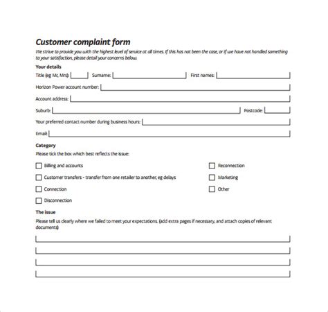 FREE 9+ Sample Customer Complaint Form Examples in PDF | MS Word
