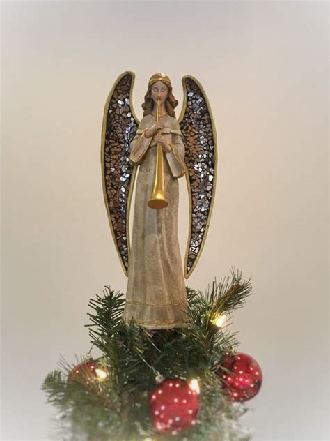unique tree topper angel  mosaic wings  horn