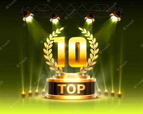 Premium Vector Top 10 Best Podium Award Sign Golden Object