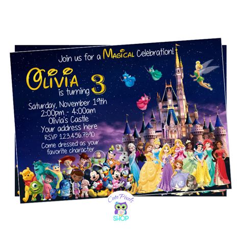 Disney Invitation Disney Castle Disney Characters Invitation Cute