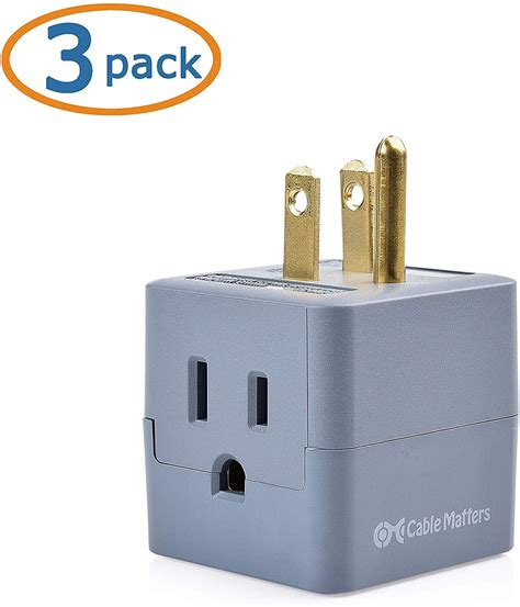UL Listed Cable Matters 3 Pack 3 Outlet Wall Adapter 3 Outlet Power