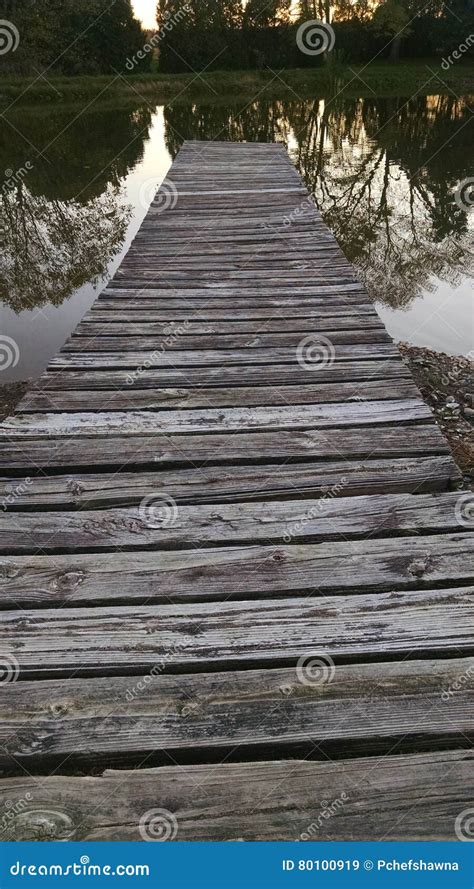 Old Wooden Dock On Pond Stock Image Image Of Leading 80100919