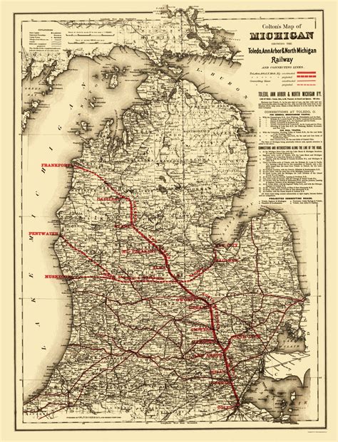 Old Railroad Maps Toledo Ann Arbor And North Michigan