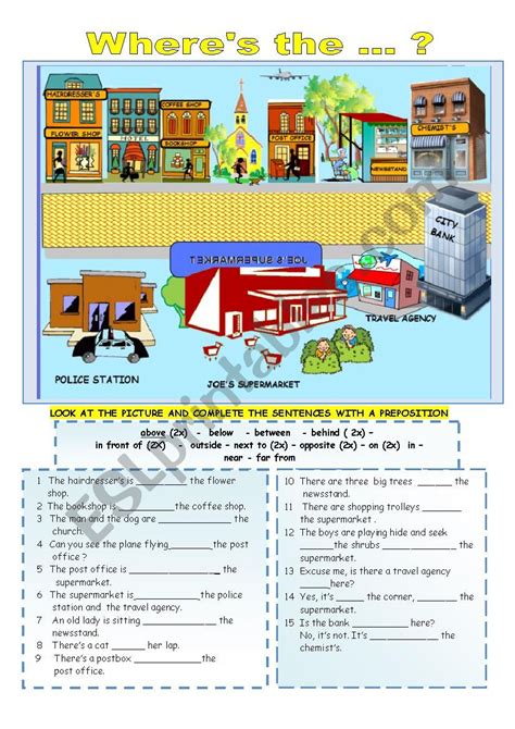 Prepositions Of Location Esl Worksheet By Alexia Bank Home