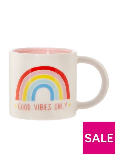 Sass And Belle Chasing Rainbows Hanging Planter And Good Vibes Only Mug Uk