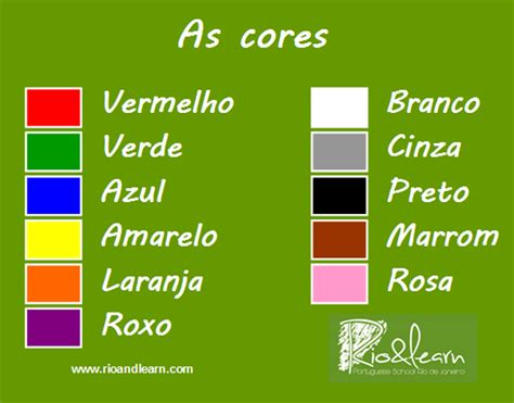 As Cores Portuguese Language Learning Portuguese Phrases Learning