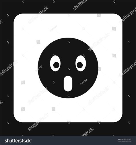 Frightened Emoticon Open Mouth Icon Simple Stock Illustration 489790861