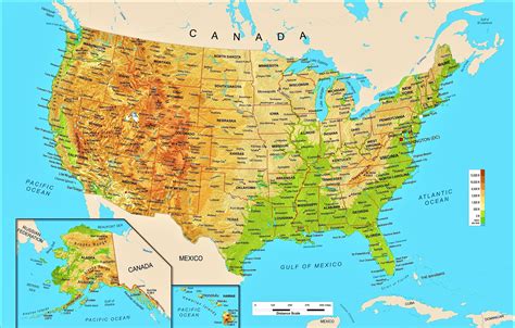 Mapa de Estados Unidos Político Físico Descargar Colorear