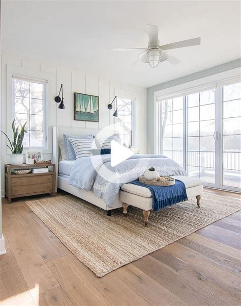 White And Blue Lake House Master Bedroom Small Master Bedroom White