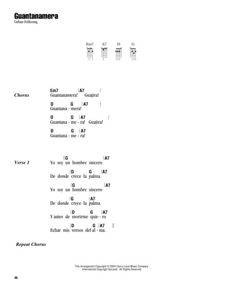 Guantanamera By Cuban Folk Song Ukulele Digital Sheet Music Sheet