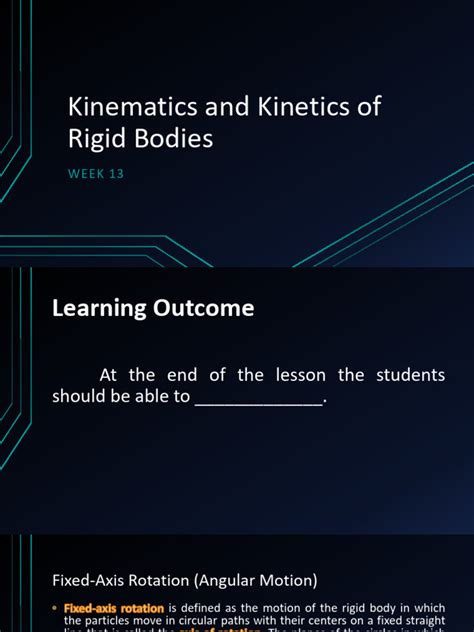 Lesson 11 Kinematics And Kinetics Of Rigid Bodies 1 Pdf Rotation