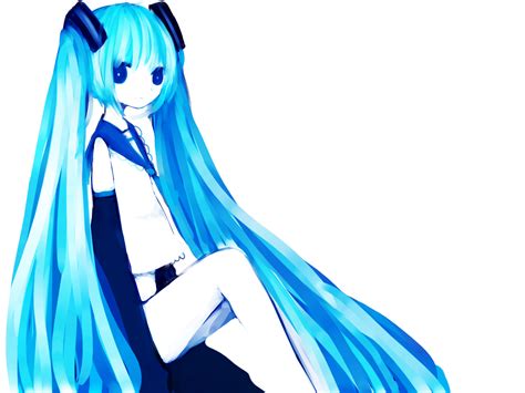 Blue Eyes Blue Hair Hatsune Miku Long Hair Polychromatic Twintails Vocaloid White