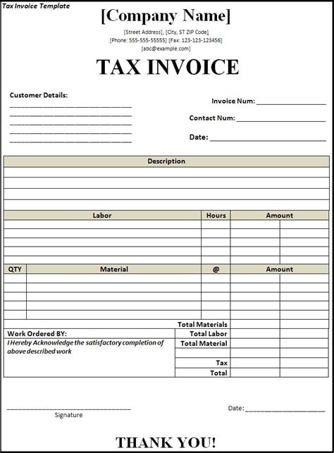 Free Tax Invoice Template Excel Invoice Example