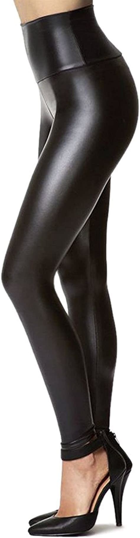 women s stretchy faux leather leggings pants sexy black high waisted tights xxxx large