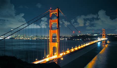 A Beautiful Night View Of Golden Gate Bridge Hd Wallpaper